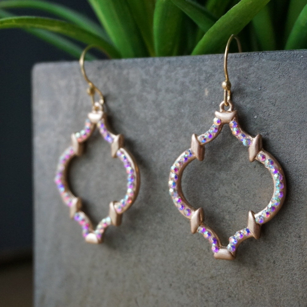 Matte Gold Crystal Earrings